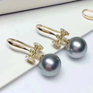 silver-blue Tahitian pearl earrings