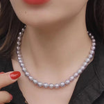 Load image into Gallery viewer, 8.5-9.0 mm White Akoya Round Pearl Necklace for Woman - takaramonobr
