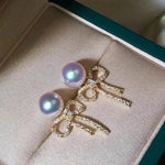 Load image into Gallery viewer, nikimoto akoya pearl earrings 18k gold diamond
