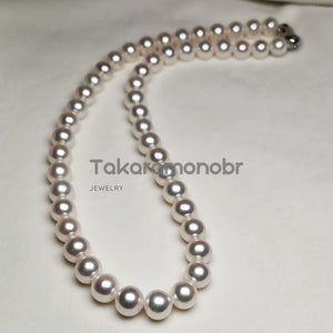 8.0-9.0 mm White Freshadama Freshwater Pearl Necklace - takaramonobr