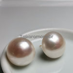 Load image into Gallery viewer, 15.0-16.0 mm White Button Freshwater Pearl Earrings - takaramonobr

