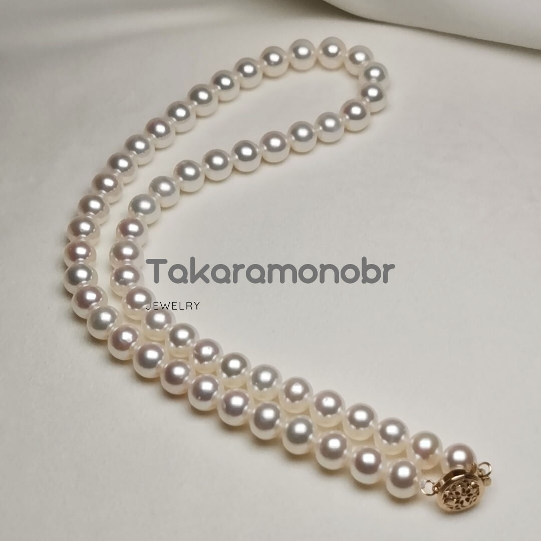 7.0-8.0 mm 16" White Freshadama Freshwater Pearl Necklace - takaramonobr