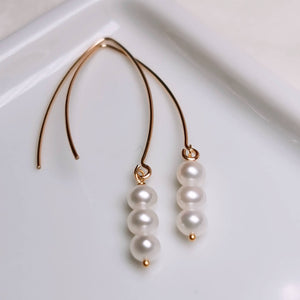 Natural Freshwater Cultured Pearl Dangle Earrings Handmade Jewelry for Women - takaramonobr