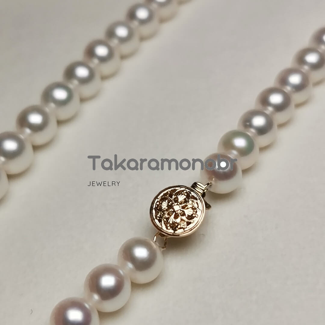 7.0-8.0 mm 16" White Freshadama Freshwater Pearl Necklace - takaramonobr