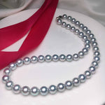 Load image into Gallery viewer, 8.0-8.5 mm Silver-Blue Japanese Akoya Pearl Necklace 16&quot; for Woman - takaramonobr
