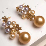 Load image into Gallery viewer, pearl gold hoop earrings
