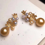 Load image into Gallery viewer, golden pearl drop earrings
