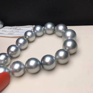 16 Inch Choker 10.0-12.0 mm Round Tahitian Silver Blue Pearl Necklace - takaramonobr