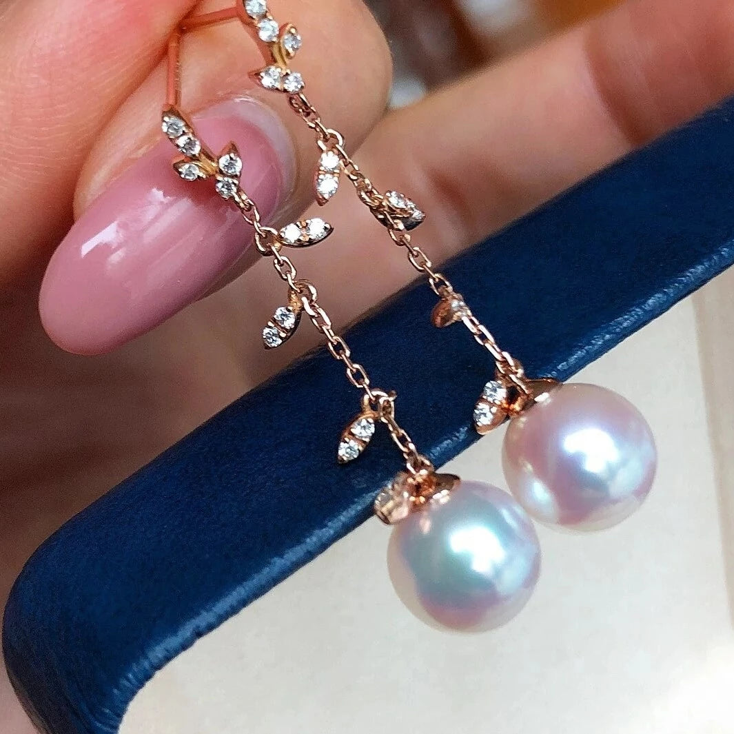 tasaki akoya pearl diamond earrings