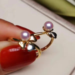 Load image into Gallery viewer, akoya pearl ring clover
