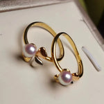 Load image into Gallery viewer, akoya pearl and diamond stud rings
