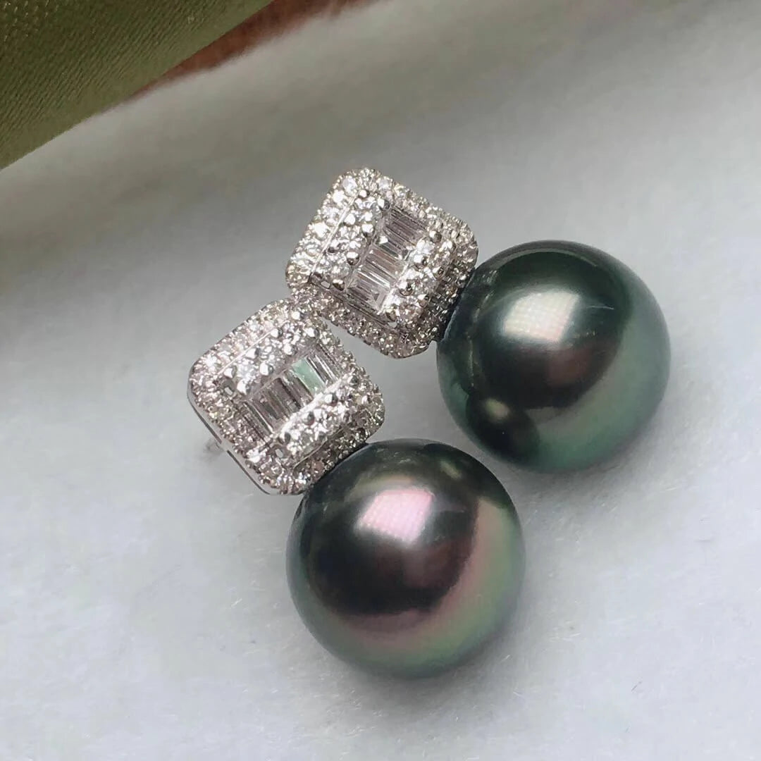 18k gold and diamond peacock earrings
