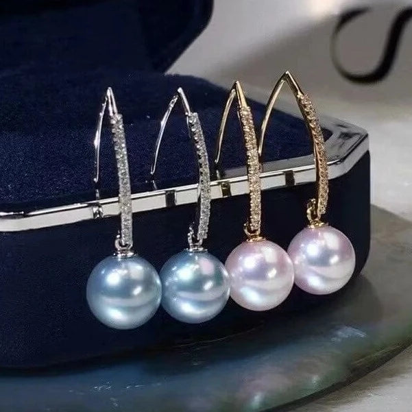 south sea Japanese akoya pearls drop earrings