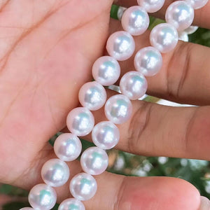 7.5-8.0 mm AAA Double Strand White Akoya Pearl Bracelet 16" for Woman - takaramonobr