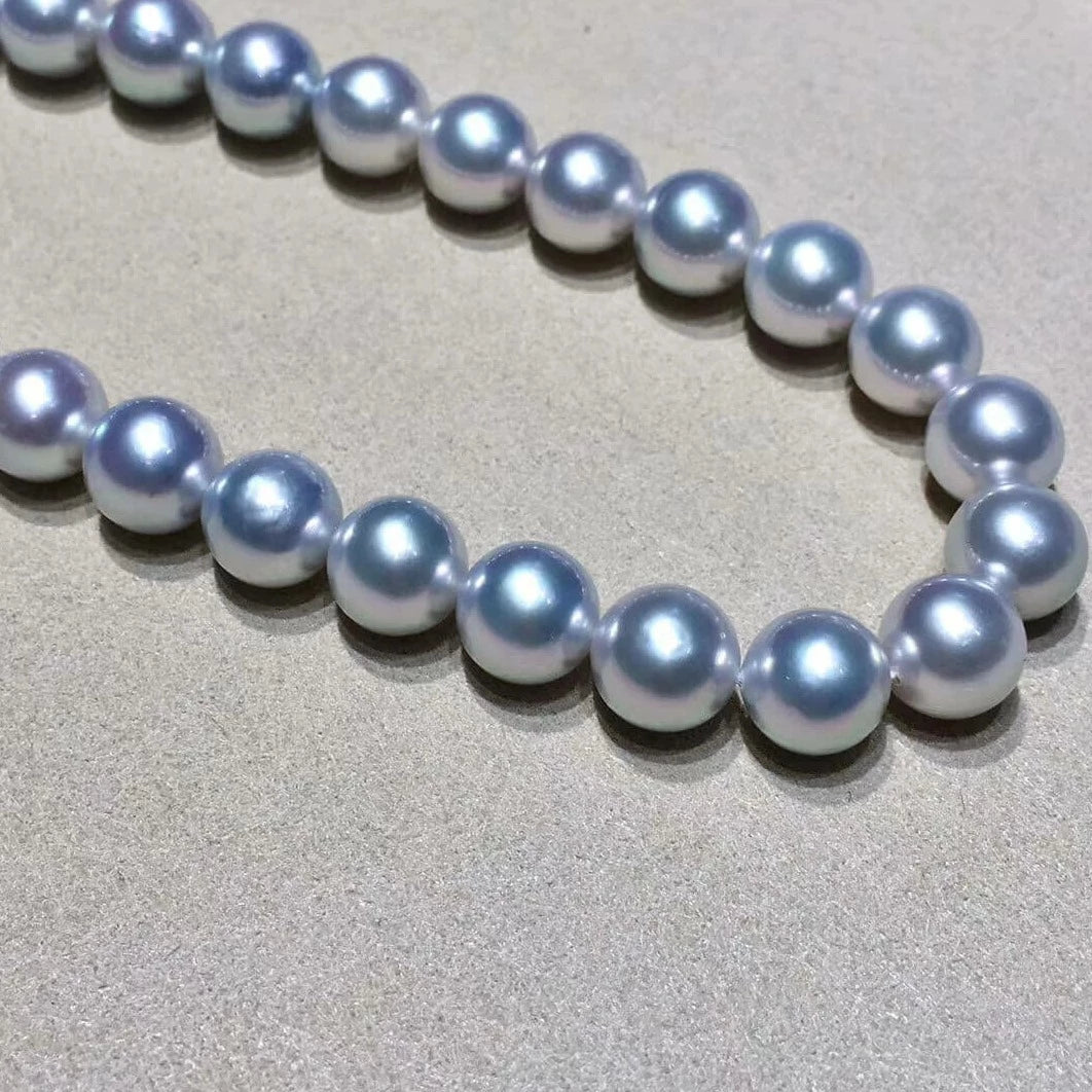 silver Japanese akoya pearl necklaces
