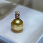 Load image into Gallery viewer, pearl pendant with diamonds around it
