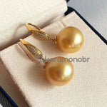 Load image into Gallery viewer, south sea cultured round pearl hoop earrings
