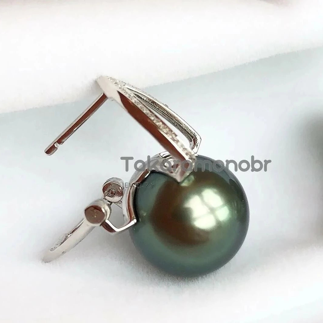 black green pearl drop earrings