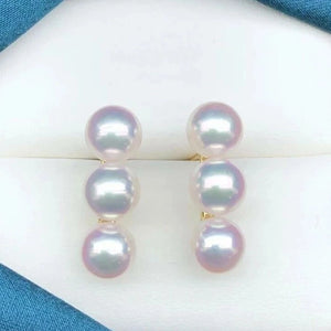 three pearls akoya pearl earrings