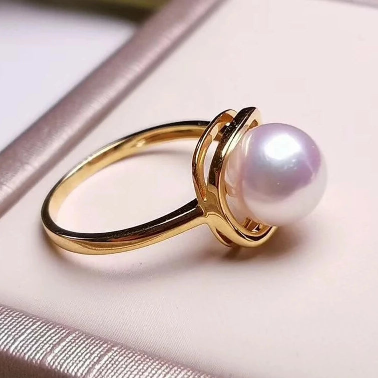 Pink Japanese pearl rings