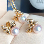 Load image into Gallery viewer, pink pearl necklace set
