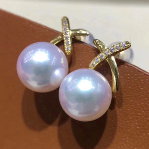 Japanese akoya pearl station earrings