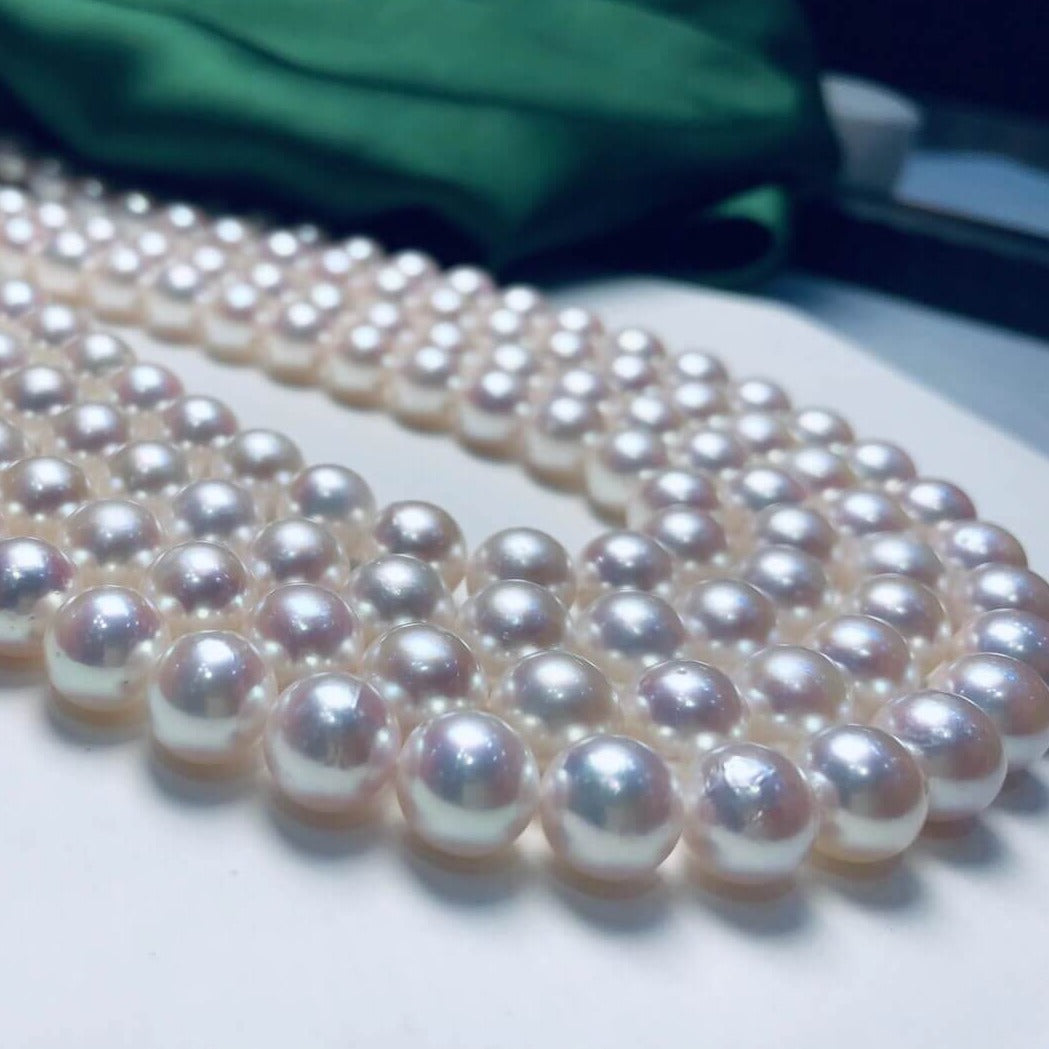 8.5-9.0 mm AA White Akoya Pearl Necklace 16" for Woman - takaramonobr