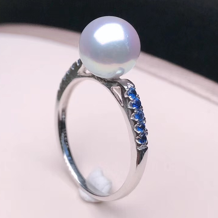 pearl ring with diamonds