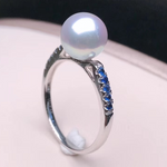 Load image into Gallery viewer, pearl ring with diamonds
