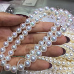 Load image into Gallery viewer, 7.5-8.0 mm Natural Color Untreated Snow White Akoya Pearl Necklace - takaramonobr
