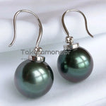 Load image into Gallery viewer, black blue pearl dangle earrings
