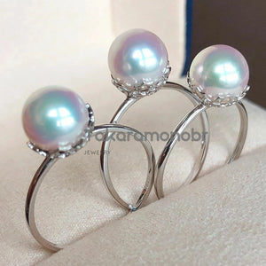 white Japanese akoya pearl ring