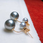 Load image into Gallery viewer, silver blue pearl stud in 18k gold
