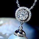 Load image into Gallery viewer, 18ct diamond pendant white pearl
