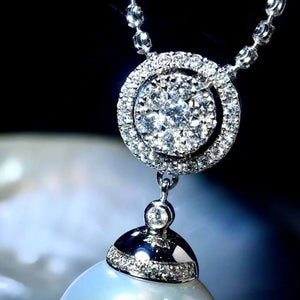 18ct diamond pendant white pearl