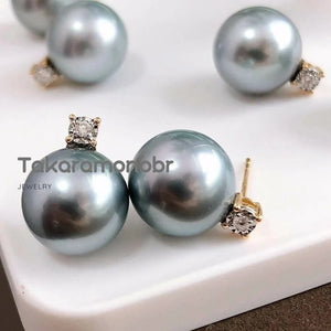 blue pearl stud earrings with 18k gold