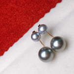 Load image into Gallery viewer, two pearls stud earrings
