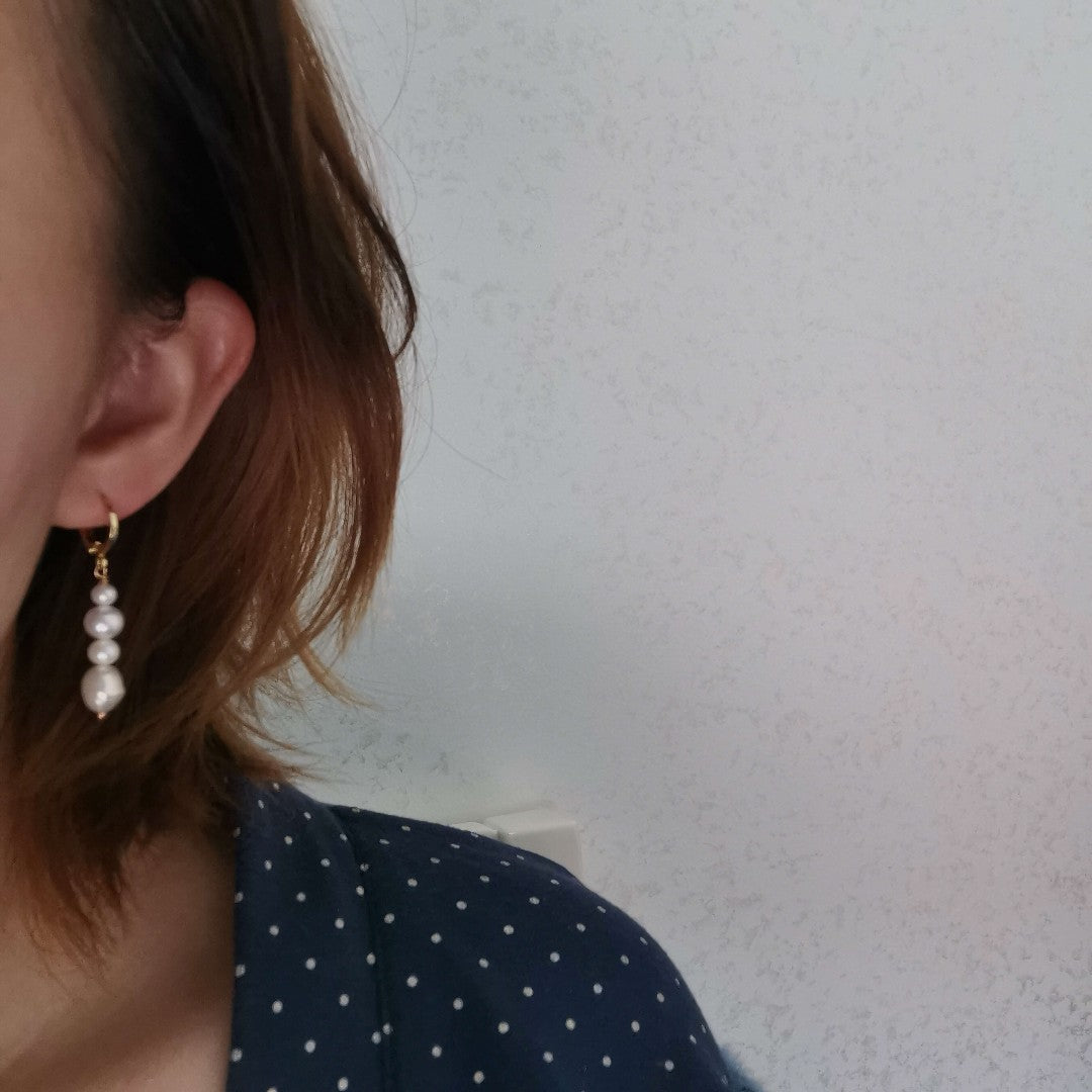 Freshwater Cultured Pearl Earrings for Women 14kGold-Filled Dangle Earring - takaramonobr