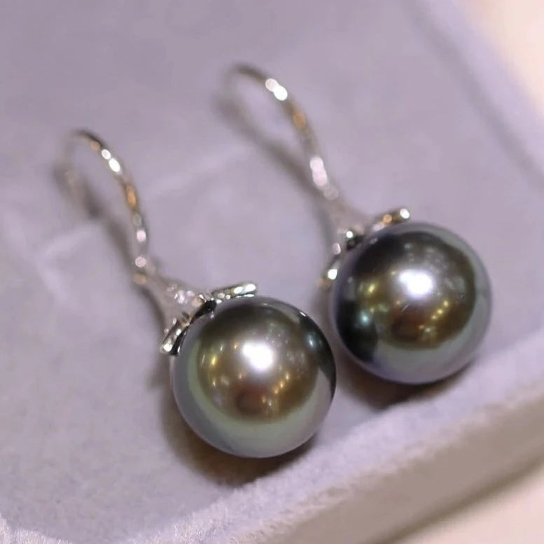 Freshwater black 2025 pearl earrings