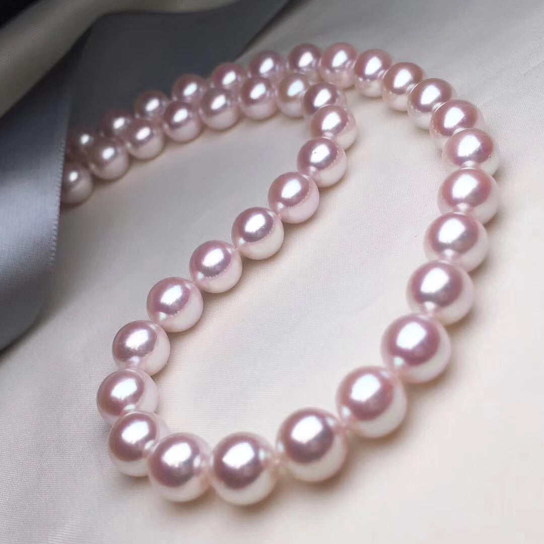 white akoya with rose overtones pearl necklace