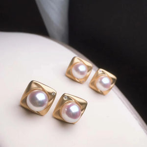 stud pearl earrings & diamond