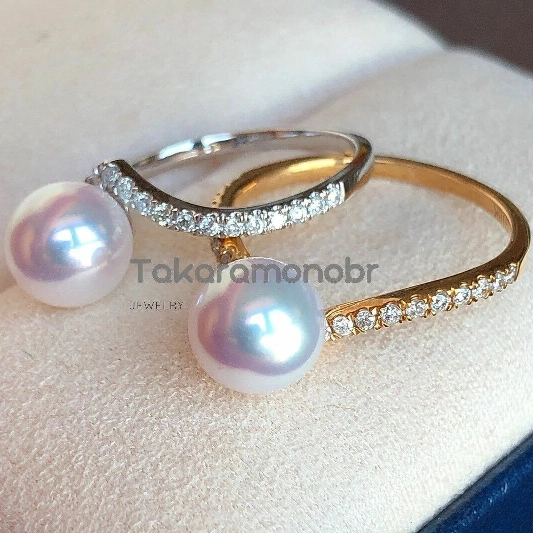 heart akoya pearl ring