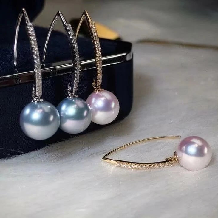 south sea Japanese akoya pearls drop earrings