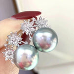 Load image into Gallery viewer, white gold 18ct tahitian pearl earrings
