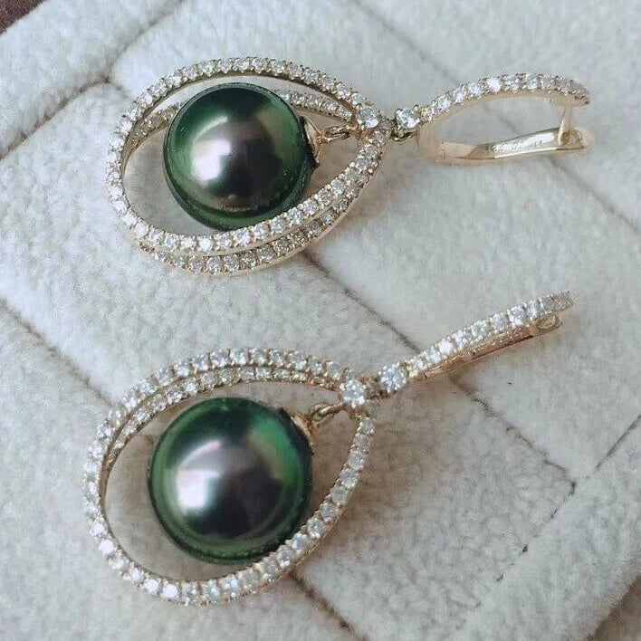 pecock pearl dangle earrings