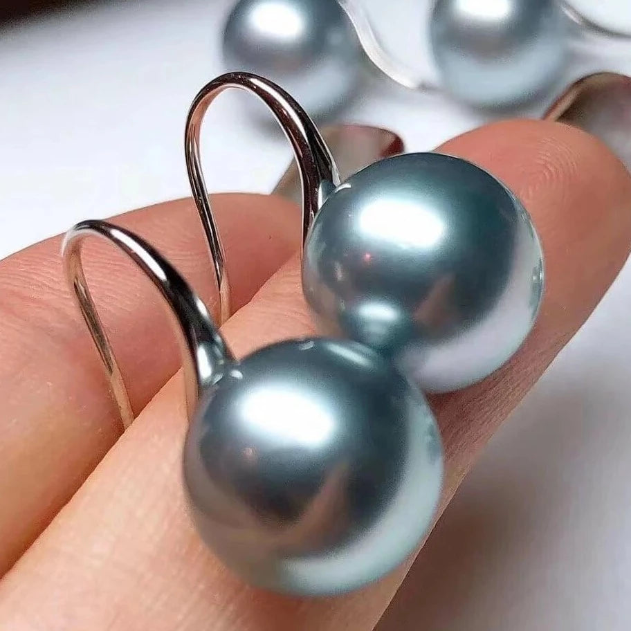 dangle silver blue pearl earrings