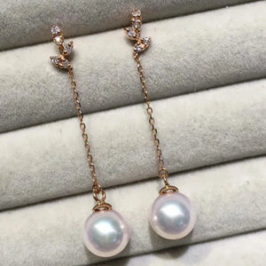 akoya pearl knotted earrings
