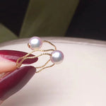 Load image into Gallery viewer, Wave Collection White Akoya Pearl Solitaire Ring - takaramonobr
