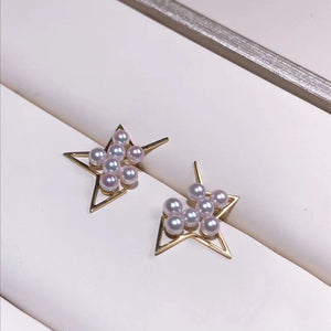 thin gold star tasaki  akoya earrings