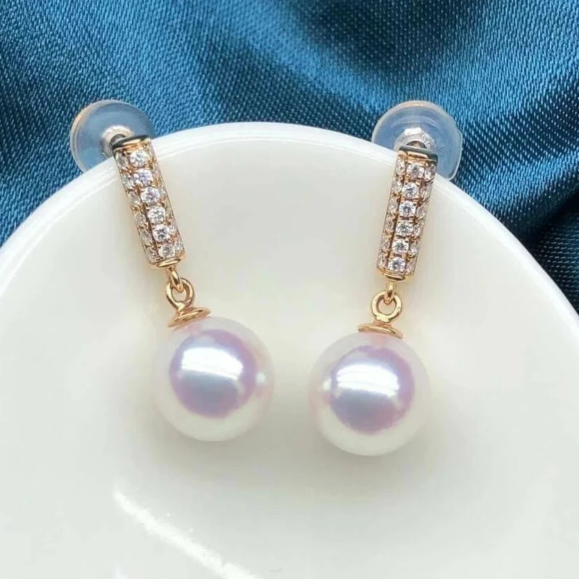 Japanese akoya pearl earrings with diamonds